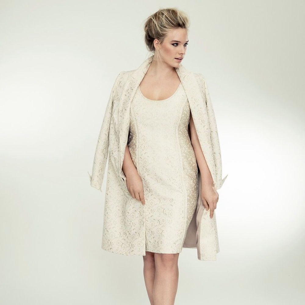 Isabel Toledo x Lane Bryant Dress Women's Sz 22 Floral Ivory Champagne Cocktail